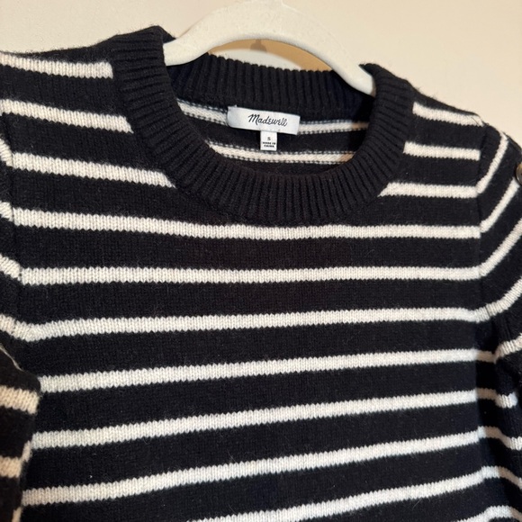 Madewell 100% Merino Wool Black/White Striped Sweater Dress Size Small - Picture 4 of 14